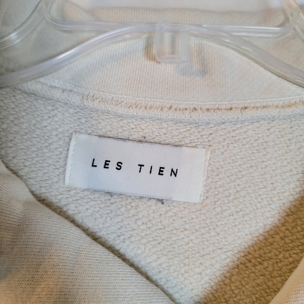 Les Tien Mens Pullover Fleece Cotton Pullover Sweater Size Large White Preppy - Picture 10 of 10